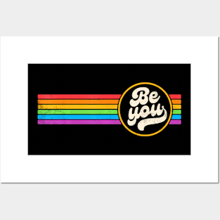 LGBTQ Be You Gay Pride LGBT Ally Flag Retro Posters and Art